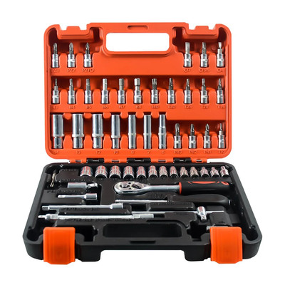 53Pcs Ratchet Wrench Tool Set with Sockets 1/4 Inch Drive Bit Socket Set Grade C