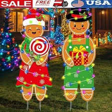 Gingerbread Man Yard Sign Outdoor Indoor Christmas Decor W/ Metal Stakes New