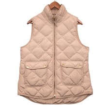 Woolrich Duck Down Quilted Full Zip Puffer Vest Beige Womens Medium