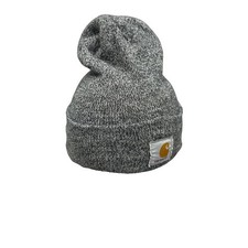 Carhartt Beanie Hat Unisex One Size Grey Excellent Marled Knit Cuffed Logo Patch