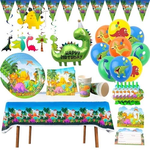 Dinosaur Tableware set plates napkins banner balloon birthday party decorations