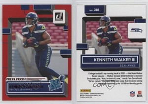 2022 Panini Donruss Rated Press Proof Red Kenneth Walker III #318 Rookie RC