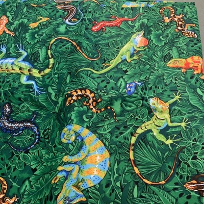 Cranston RAINFOREST  Lizard Cotton Fabric Salamander Chameleon Reptile 4+ sq yds