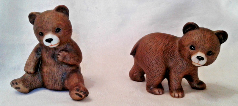 Vintage Homco #1414 Set of 2 Brown Bear Figurines
