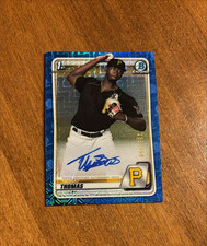 Tahnaj Thomas 2020 Bowman Chrome 1st Blue Mojo Refractor Auto CPATT Pirates /150