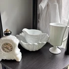 Vintage Avon Milkglass clock perfume, flower bowl, creamer, cup. Lot of 4 milk