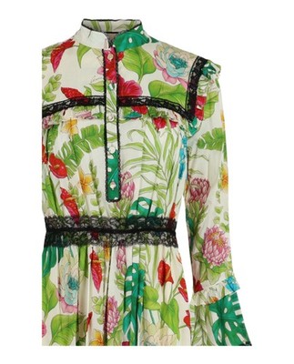 Gucci Womens Floral Print Lace-Trim Maxi Dress | eBay