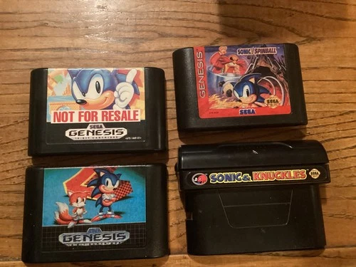 SEGA GENESIS LOT OF 4:  Sonic the Hedgehog, Spinball, The Hedgehog 2 & knuckles