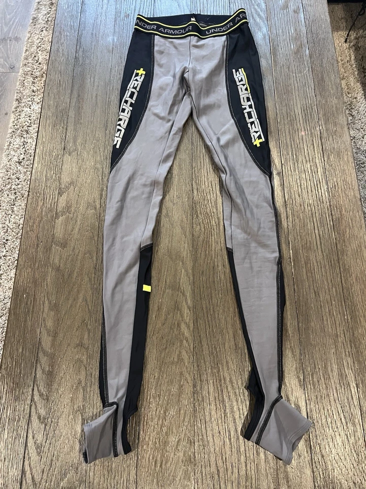 Mens Under Armour “Recharge” Spandex Tights Compression Pants XS Gray Green - Image 2 of 2