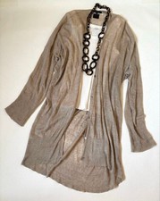 Pas de Calais Linen Long Cardigan Beige Size S