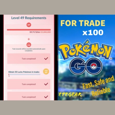   Pokemon 100x Random Pokemon for TRADE   Complete Level Up Requirement GO  