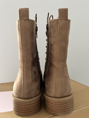 JOURNEE COLLECTION Womens Black Taupe Vienna Toe Combat Boots 8.5