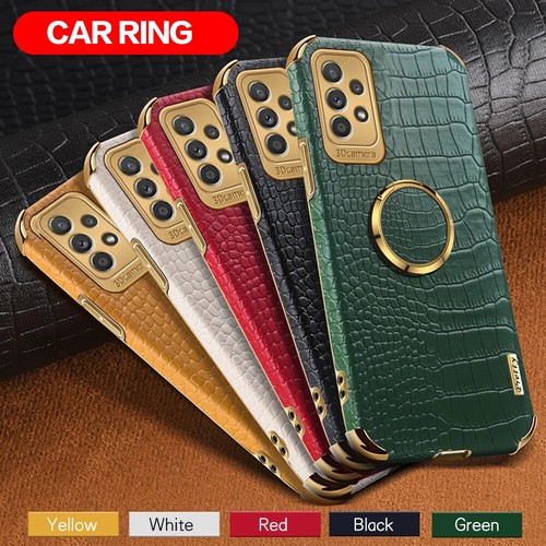 Crocodile Pattern Leather Phone Case Holder Ring For Samsung A72 A52 A70 A50 A22