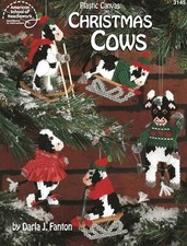 Christmas Cows Plastic Canvas Ornaments Centerpiece Boutique Cover Doorstop NEW