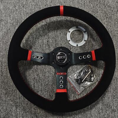 JDM 14Inch SPARCO Steering Racing Car Suede Leather Deep dish