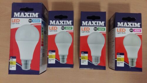 Bombillas Maxim LED GLS 6w 10w 16w BC B22 ES E27 Blanco Frío 4000K 40w 60w 100w - Imagen 1 de 20