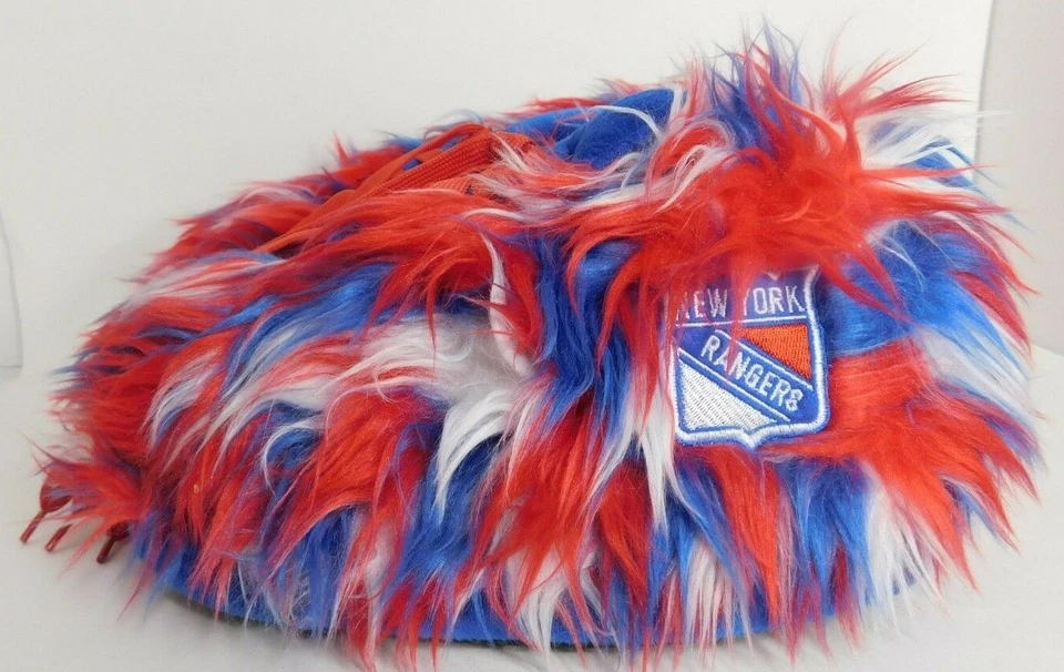 Rangers New York Sneaker Slippers aprox size 7 Fuzzy NHL NY - Image 3 of 4