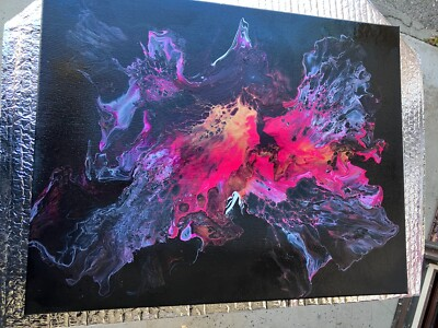 #ad Painting using acrylic paint colors of black turquoise and yellow $190.00