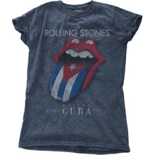 The Rolling Stones Havana Cuba Short Sleeve Tee Blue New