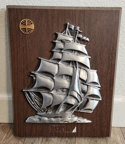 RARE 1960s VintagePAN AM/Pan American Airways Metal Clipper Ship Bulkhead Plaque - Picture 1 of 7