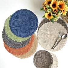 18/30/38cm Woven Placemats Tableware Pads Non-Slip Round Braided Placemats