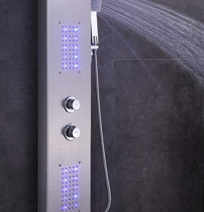 ELLO&ALLO LED Rainfall Waterfall Shower Head Rain Massage System with