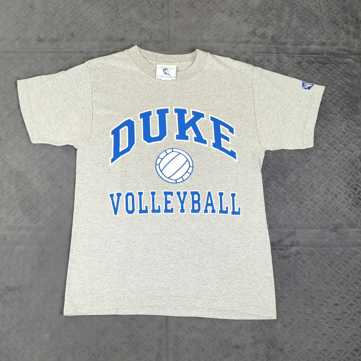 Vintage Duke Blue Devils Volleyball Shirt Adult Small Gray Short Sleeve USA