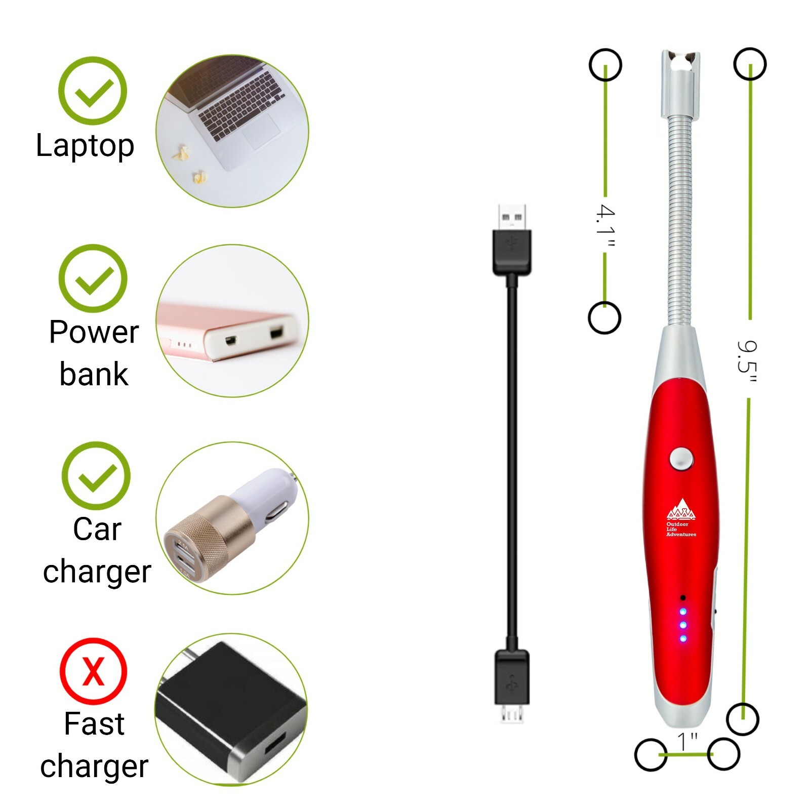Candle Lighters for Grill long &ndash; Rechargeable Electric Arc BBQ Lighter - 100 pcs