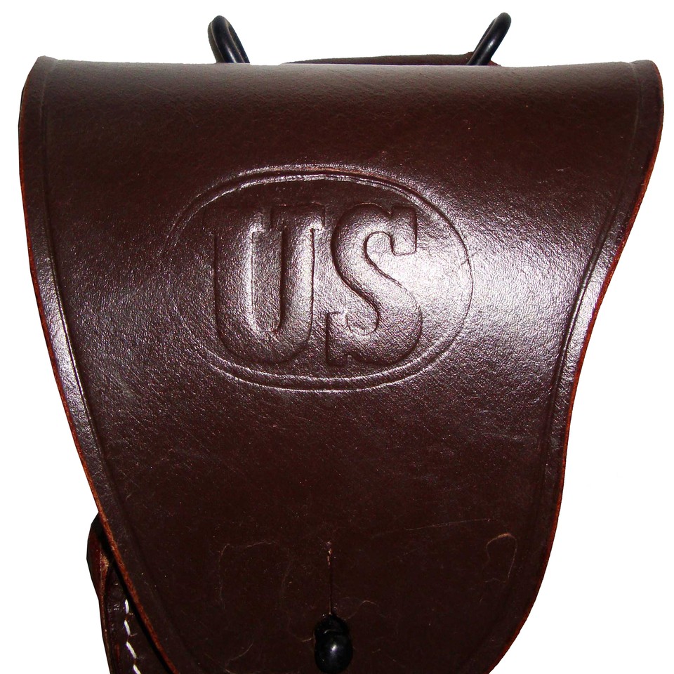 U.S. WWII Style M1911 Leather Holster Set - Belt, Holster & Ammo Pouch For .45cal 1911 Pistol (Replica/Display)