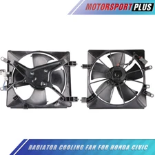 2PCS Left & Right AC Condenser Radiator  Cooling Fan For 2001-2005 Honda Civic