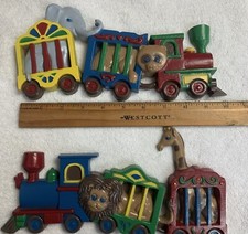 VTG MCM Burwood Circus Train Wall Hanging Decor Animals Zoo Circus Nursery USA