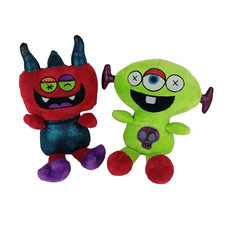 Dan Dee Red  Green Alien Monster Plush Silly Robot Skeleton Stuffed 8 inch Toys