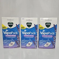 (3) New Boxes Vicks VapoPads Calming Vapors Lavender Essential Oil