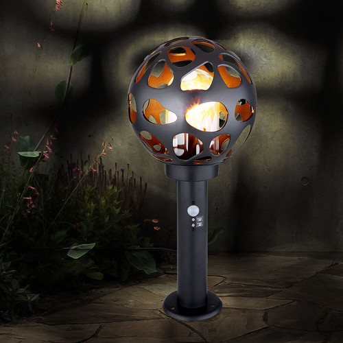 Stehlampe Sockel Außenlampe Bewegungsmelder Gartenleuchte Kugel Wegelampe H 45cm - Bild 7 von 12