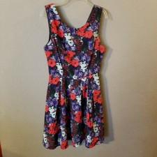 Forever 21 Womens Purple/Red/Green Floral Lined Sleeveless Dress Size Small