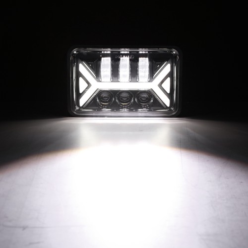 Faro LED cuadrado 2X 4x6 pulgadas Hi-Lo DRL señal de giro haz sellado coche camión SUV - Imagen 5 de 12