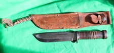 WW2 US Cattaraugus 225 Q Fighting Knife With Leather Sheath