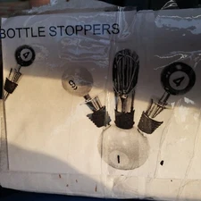 POOL Billiard Ball Liquor Wine Bottle Stopper, Barware, Pool,  Man Cave - SET