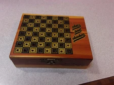 Vtg Washington D. C. Wax Museum Souvenir Chess & Checkers Mini Travel Wooden Box