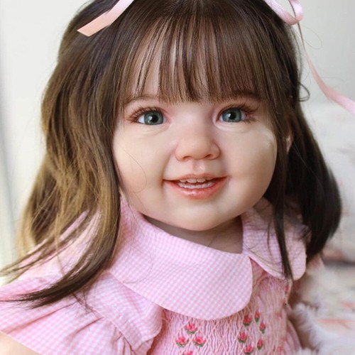28inch Reborn Doll Already Finished Lovely Smile Girl Rooted Hair Cloth Body Toy - Picture 2 of 5