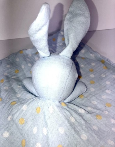 Parents Choice Blue Bunny Cotton Lovey Security Blanket Polka Dots Knotted Ends - Picture 6 of 7