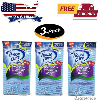 #ad #ad House Care Handy Wipes Multi Purpose Reusable Cleaning Cloth 8 ct each 3 Pack $12.48