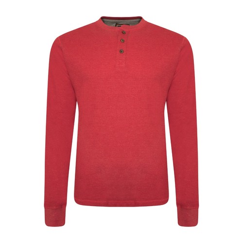 Mens Henley T-Shirt Jumper Top Thermal Grandad Neck Waffle Knit Long Sleeve Work - Picture 27 of 31