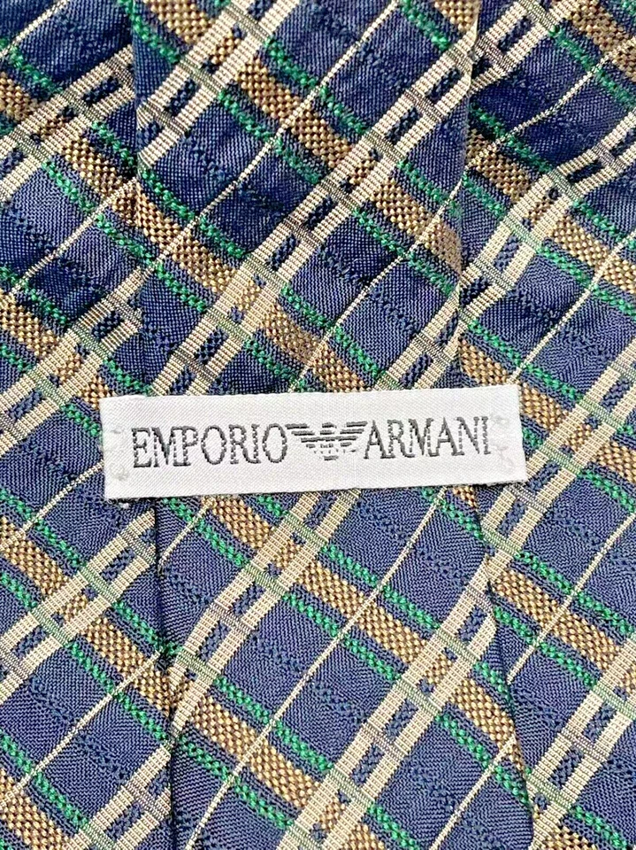 Auténtica corbata de seda azul marino Emporio Armani para hombre Foto 2 de 4