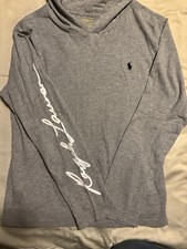Polo Ralph Lauren Pullover Boys Large 14-16 Gray Hooded Long Sleeve Shirt