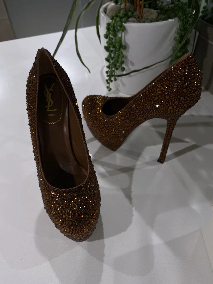 Zapatos de salón YSL Yves Saint Laurent Tribtoo talla 42/12 Swarovski NUEVOS Foto 4 de 4