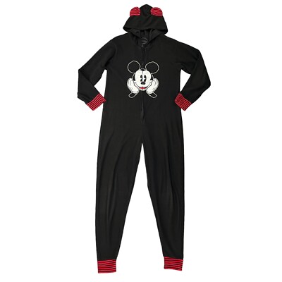 Disney Mickey One Piece Pajama Youth Girls S Small Zip Front Footless  Hooded PJs