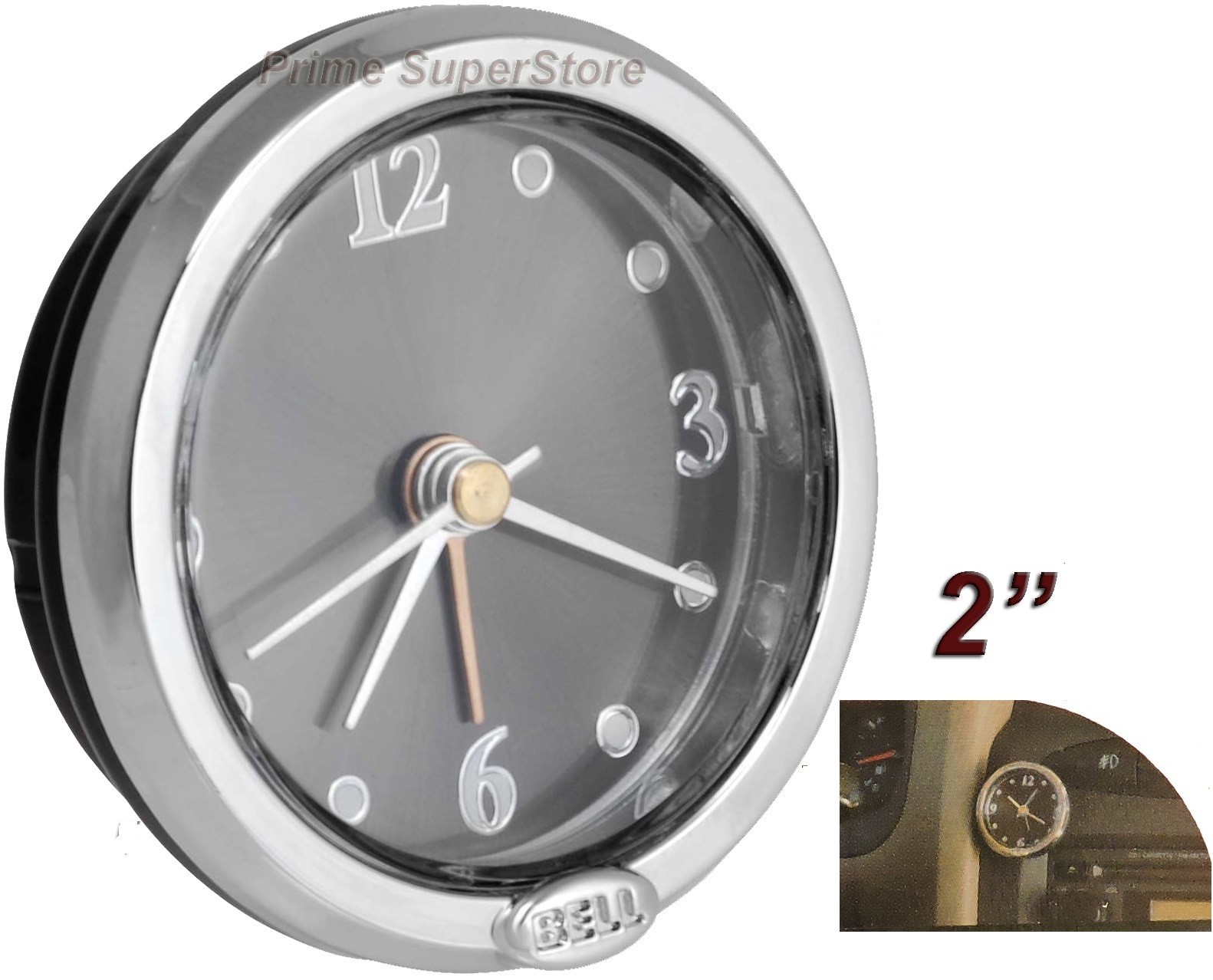 1 Black/Silver Analog Alarm Clock Round Display Car/RV/Truck