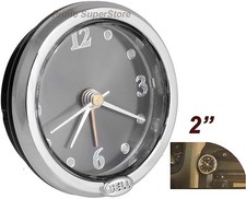 1 Blacksilver Analog Alarm Clock Round Display Carrvtruck Interior Dash Mount