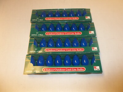 4 New Packs C7 120 Volt - 5 Watt 8 Indoor/Outdoor Cool-Lite Bulbs Blue